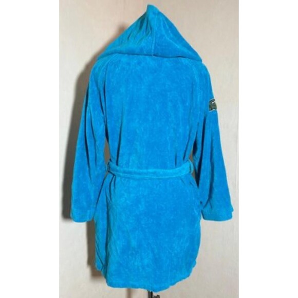 LACOSTE Blue Terry Cloth Hooded Bathrobe - Small/Medium - Picture 3 of 5